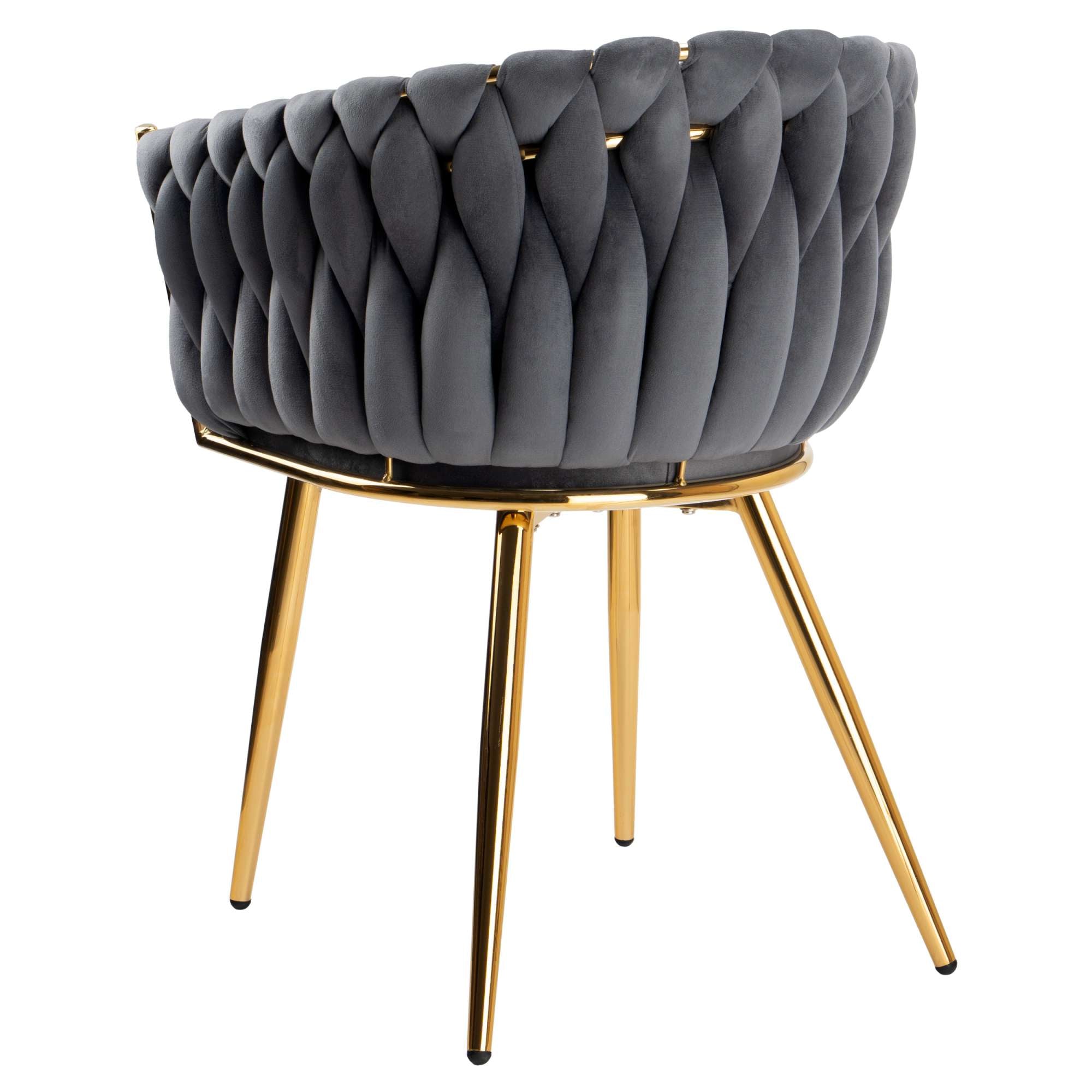 Krzesło welurowe plecione GRAY GOLD VELVET grafitowe