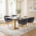 Krzesło welurowe plecione GRAY GOLD VELVET grafitowe