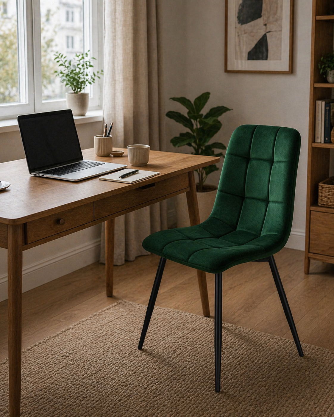 Krzesło welurowe GREEN BLACK VELVET ciemnozielone