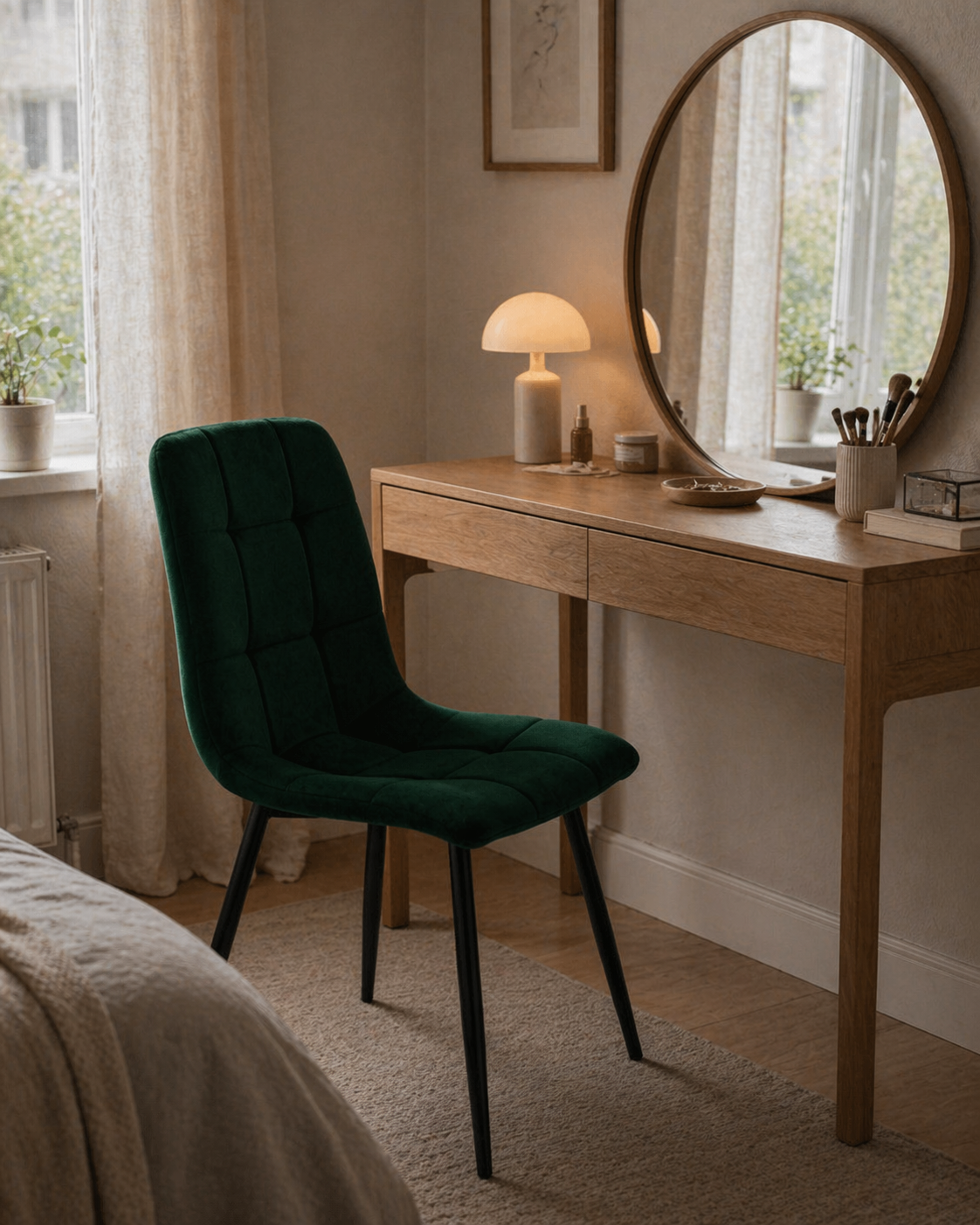 Krzesło welurowe GREEN BLACK VELVET ciemnozielone