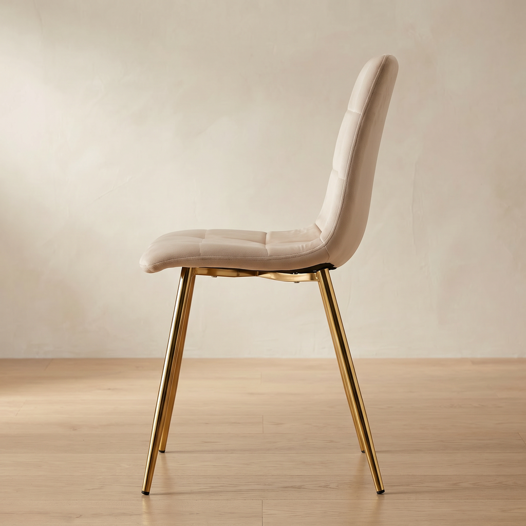 Krzesło welurowe BEIGE GOLD VELVET beżowe