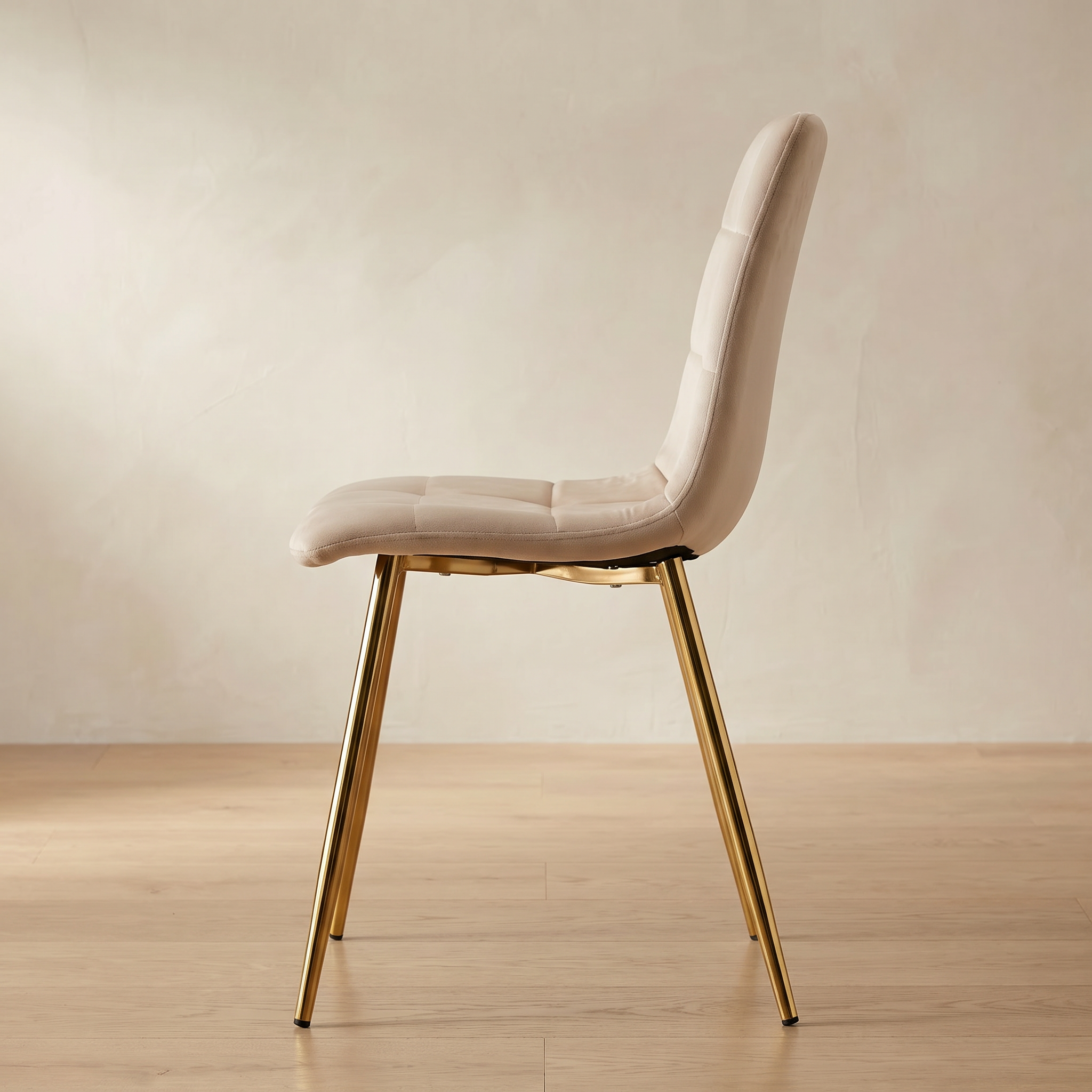 Krzesło welurowe BEIGE GOLD VELVET beżowe