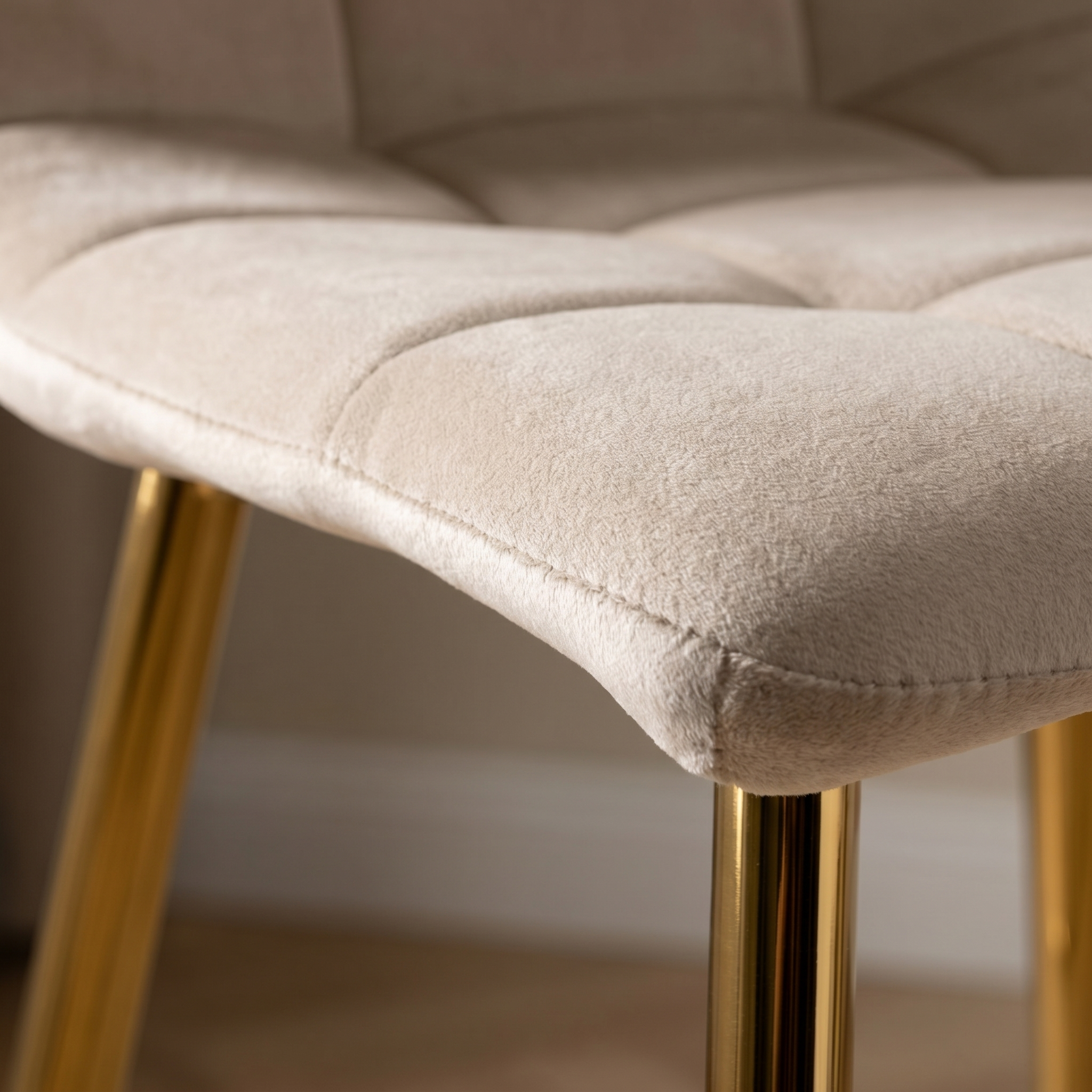 Krzesło welurowe BEIGE GOLD VELVET beżowe