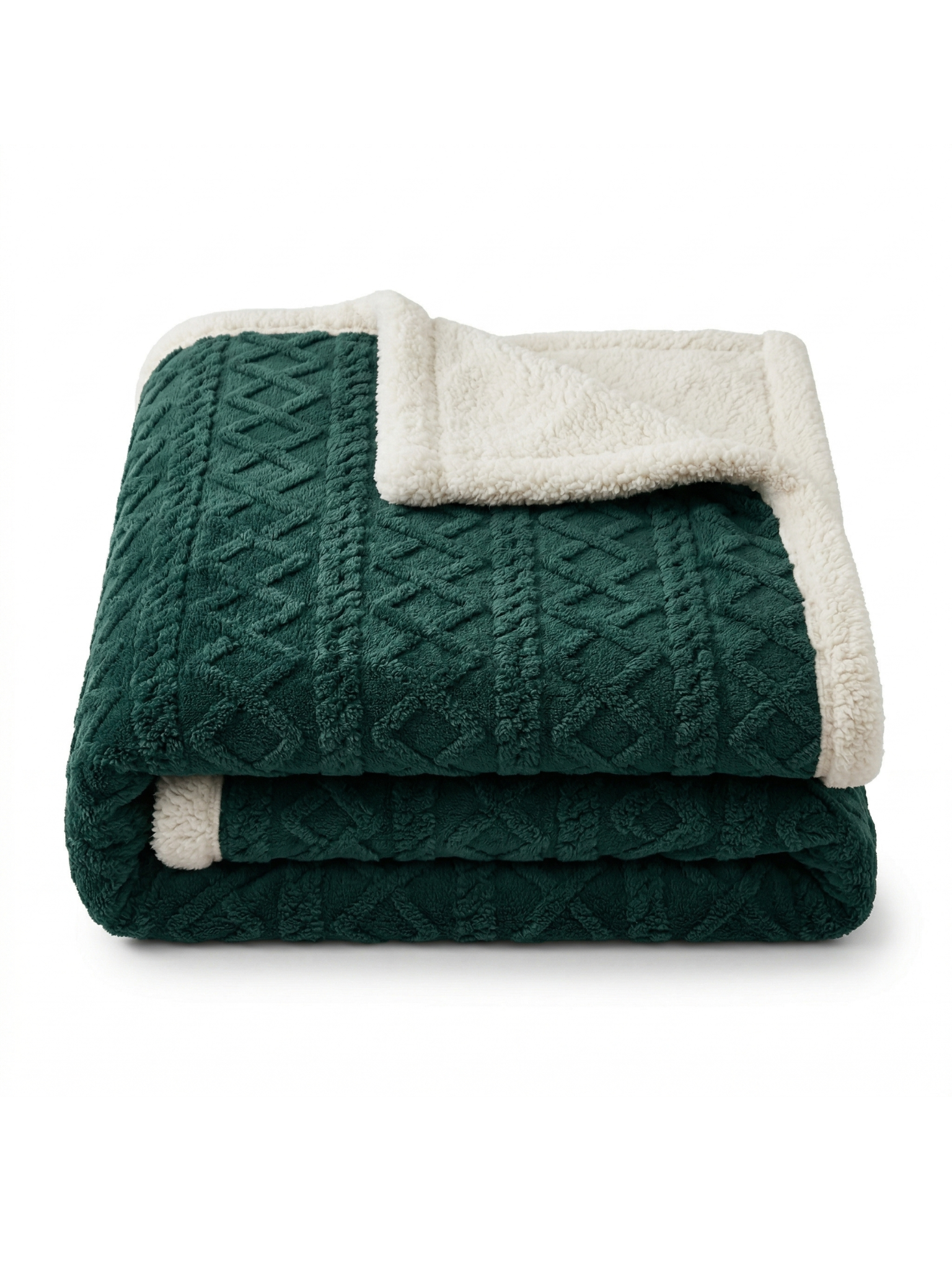 Miękki Koc Baranek Ciepły Dwustronny Butelkowa Zieleń Zielony