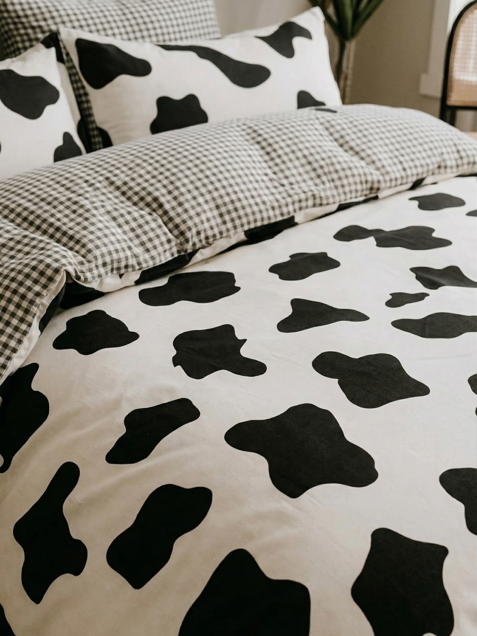 Komplet Pościeli Bawełnianej Dwustronnej 3-częściowej w Krowie Łaty