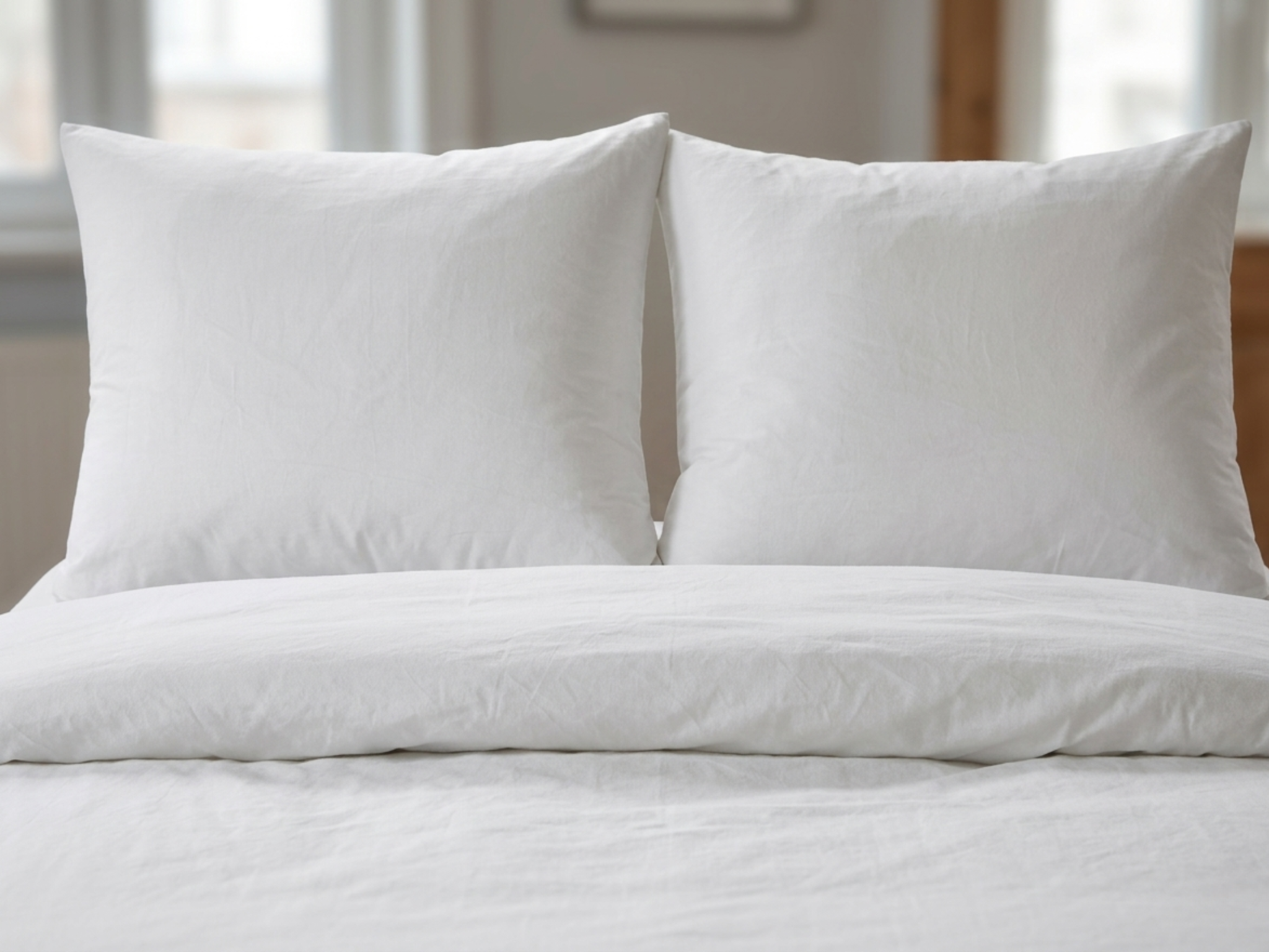 Komplet Pościeli Bawełnianej 3-częściowej Białej Gładkiej