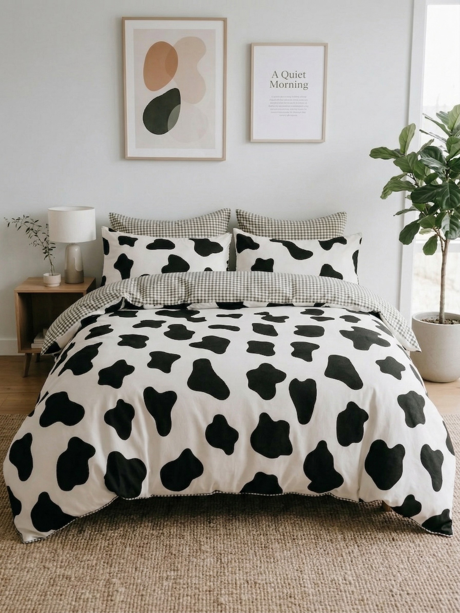 Komplet Pościeli Bawełnianej Dwustronnej 3-częściowej w Krowie Łaty